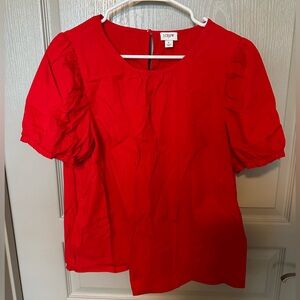 J. Crew Puff Sleeve Top - Red